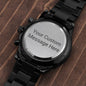Customizable Engraved Black Chronograph Watch with your personal message