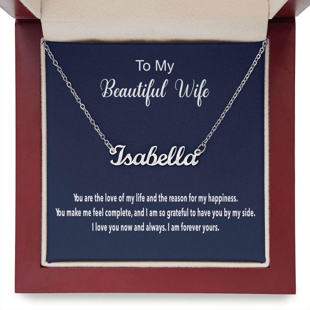 Custom Name Necklace for Wife on Any Occassion - Polished Stainless Steel