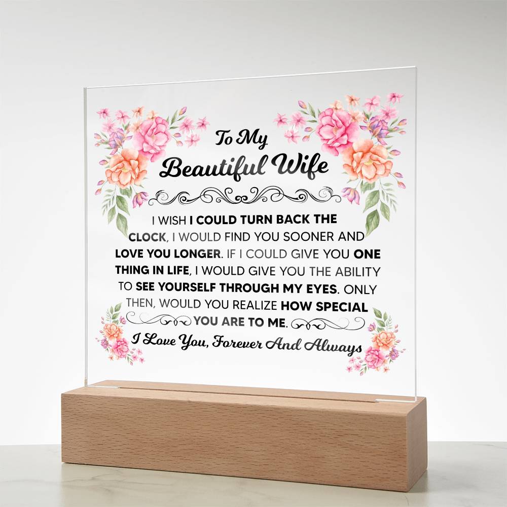 TO MY BEAUTIFUL WIFE SQUARE ACRYLIC PLAQUE 1