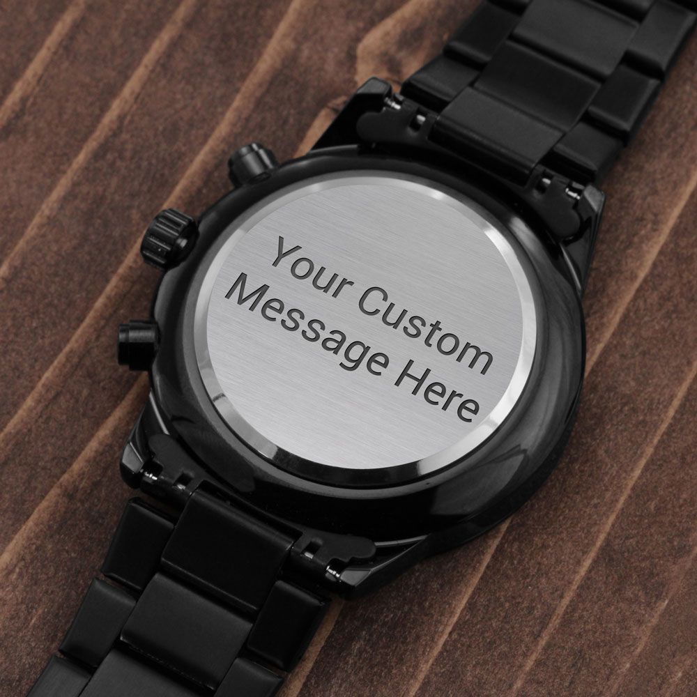 Black Chronograph Watch Customized with your Personal Message