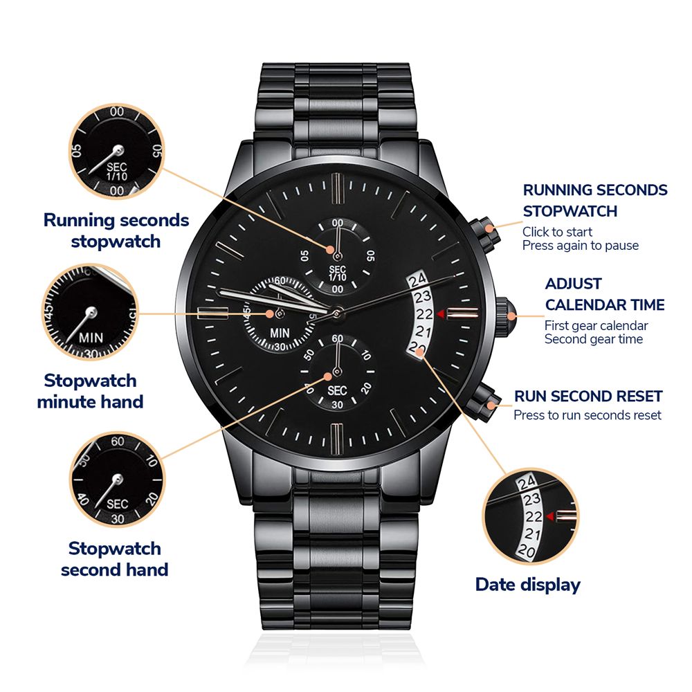 Personalized Mens Watch Custom Engraved with your message - Gift for Groom, Husband, Son, Dad, Friend, Bachelor Party
