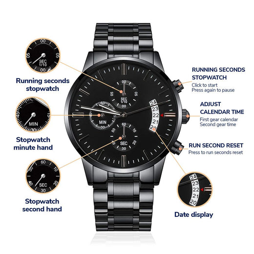 Personalized Mens Watch Custom Engraved with your message - Gift for Groom, Husband, Son, Dad, Friend, Bachelor Party