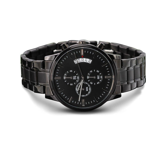 Black Chronograph Watch Customized with your Personal Message