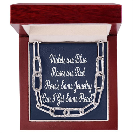 You're a Pig and She Knows It - Violets are Blue Roses are Red Here's Some Jewelry Can I Get Some Head? Forever Linked Necklace Fun Gift for Her