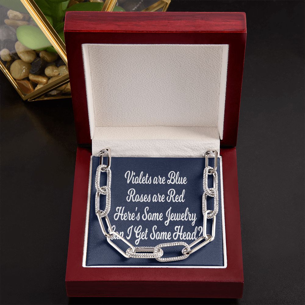 You're a Pig and She Knows It - Violets are Blue Roses are Red Here's Some Jewelry Can I Get Some Head? Forever Linked Necklace Fun Gift for Her
