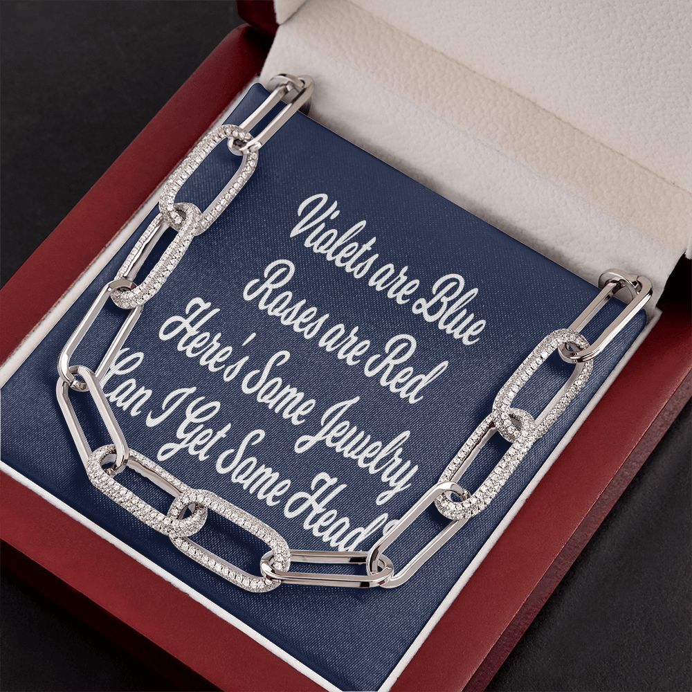 You're a Pig and She Knows It - Violets are Blue Roses are Red Here's Some Jewelry Can I Get Some Head? Forever Linked Necklace Fun Gift for Her