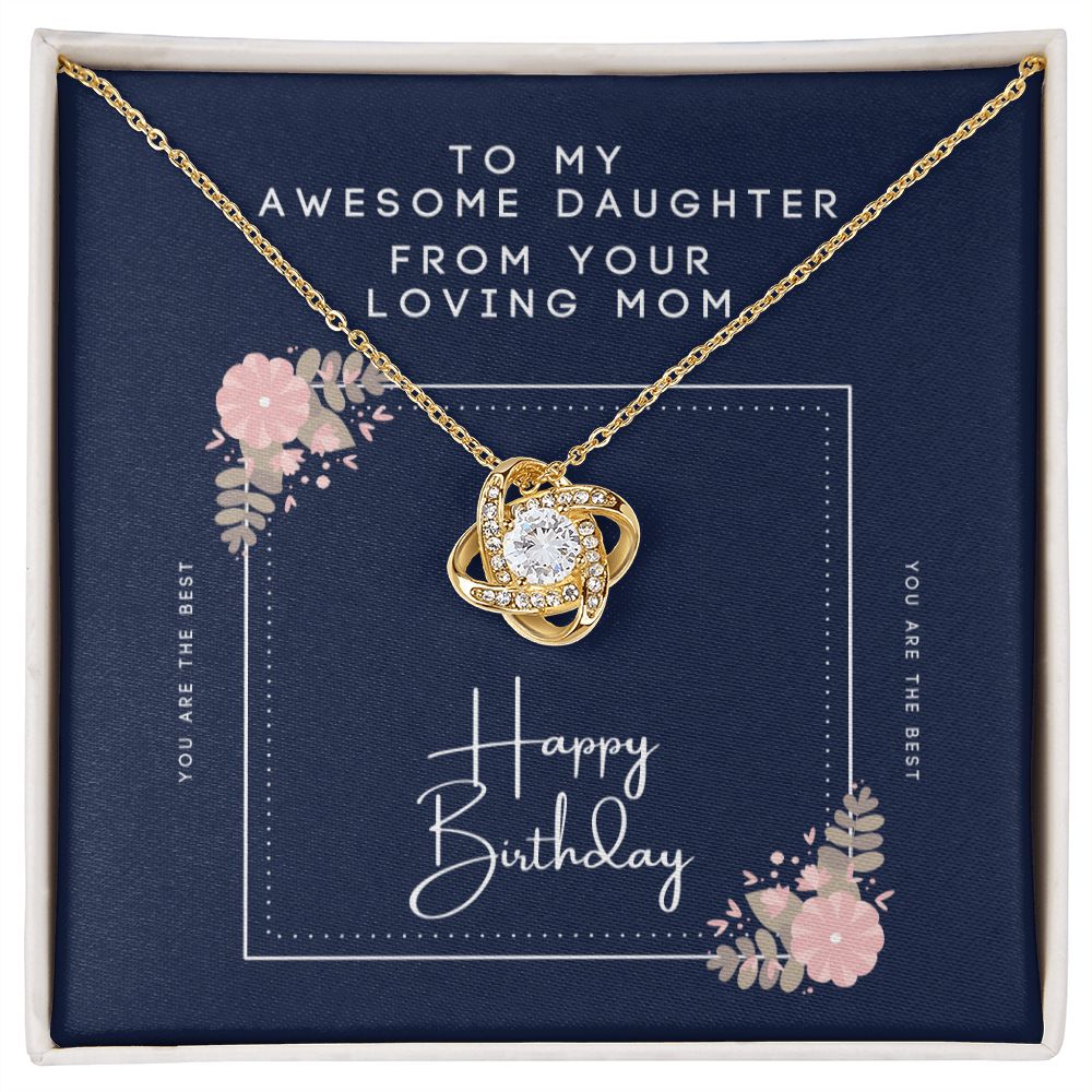 Mom to Daughter Happy Birthday - Love Knot Necklace
