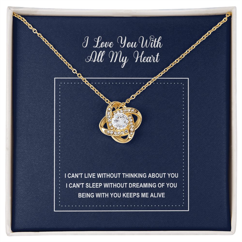 Love Knot Necklace in White or Yellow Gold - Gift for Wife, Girlfriend, Soulmate