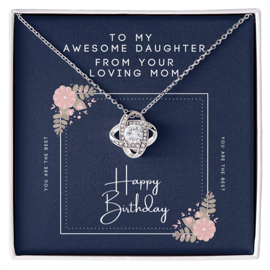Mom to Daughter Happy Birthday - Love Knot Necklace