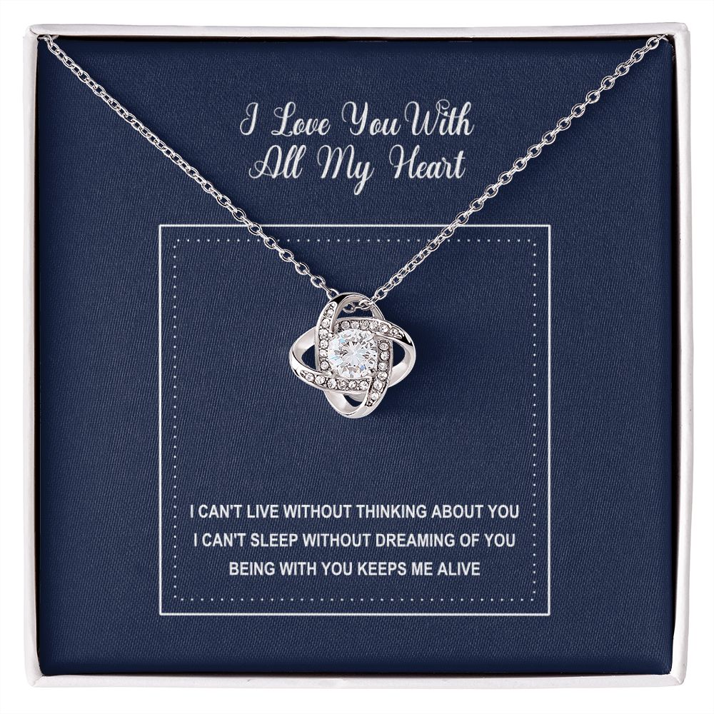 Love Knot Necklace in White or Yellow Gold - Gift for Wife, Girlfriend, Soulmate