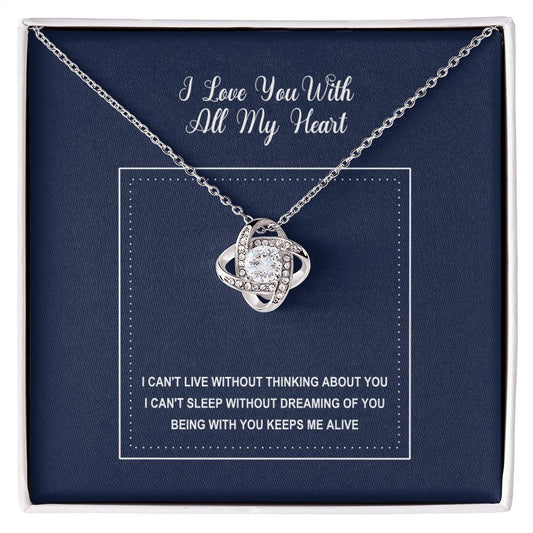 Love Knot Necklace in White or Yellow Gold - Gift for Wife, Girlfriend, Soulmate