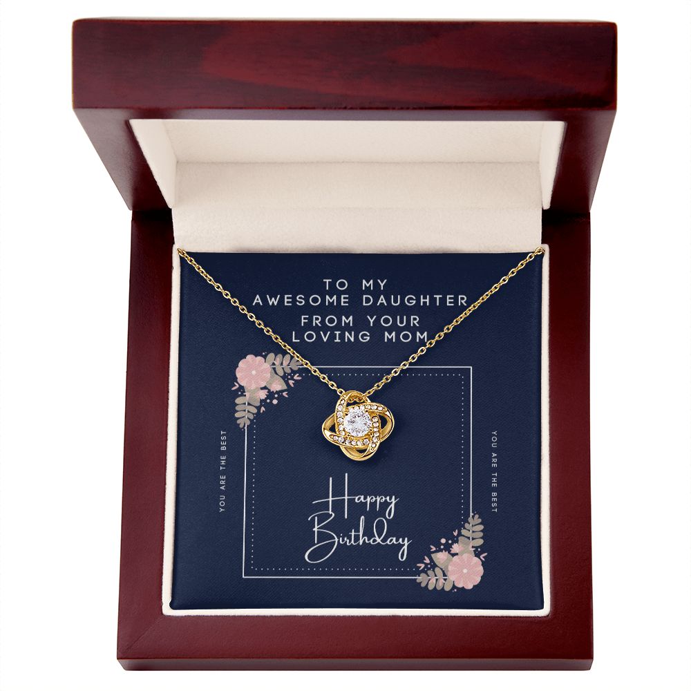 Mom to Daughter Happy Birthday - Love Knot Necklace