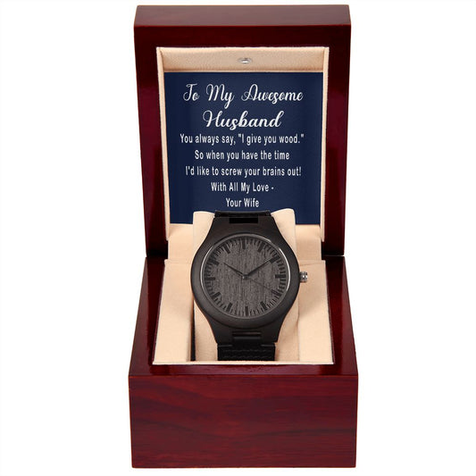 Wooden Watch with Suggestive Message Card for Husband