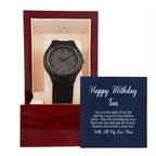 Wooden Watch with Happy Birthday Son Message Card