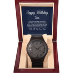 Wooden Watch with Happy Birthday Son Message Card