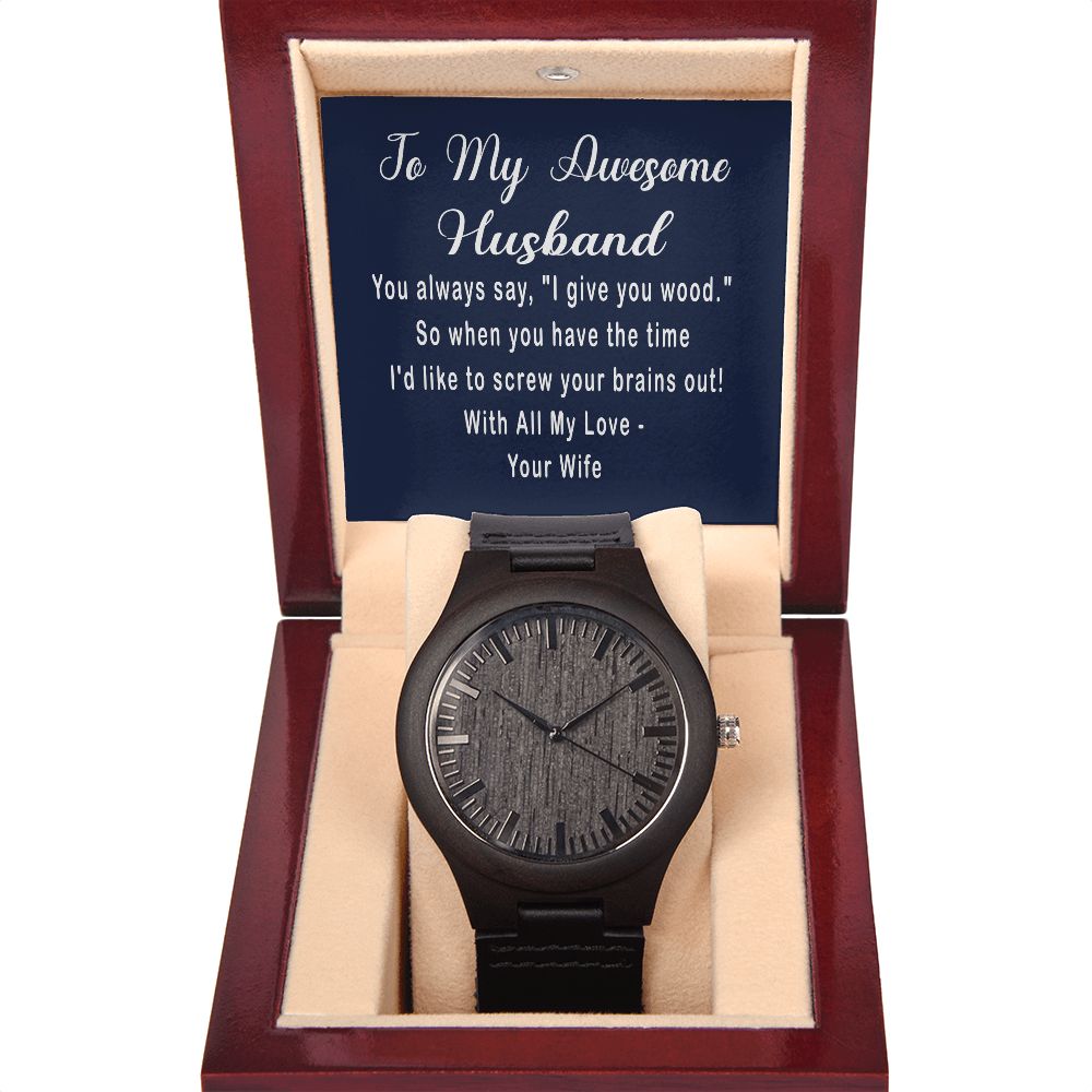 Wooden Watch with Suggestive Message Card for Husband