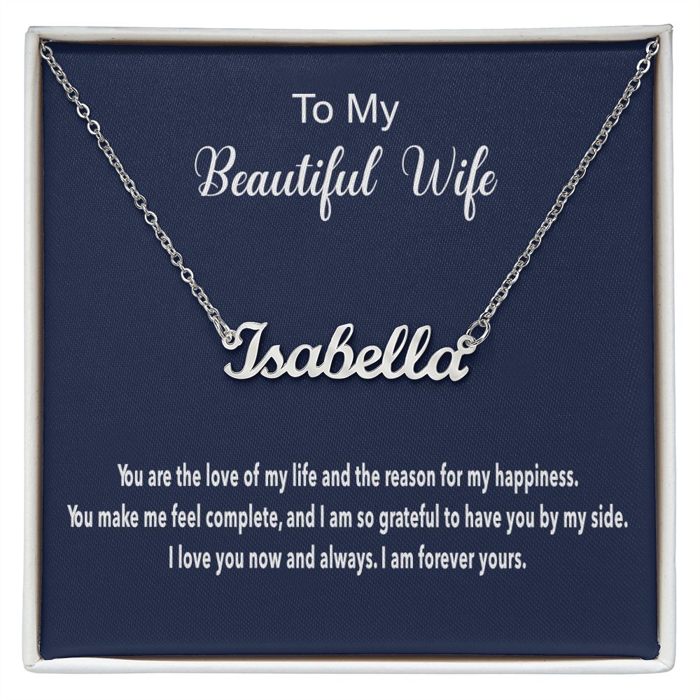 Custom Name Necklace for Wife on Any Occassion - Polished Stainless Steel