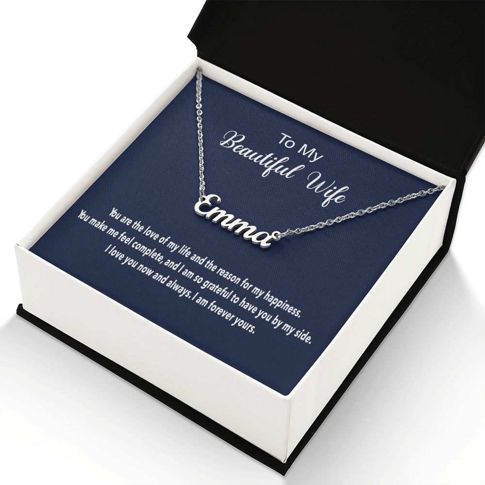Custom Name Necklace for Wife on Any Occassion - Polished Stainless Steel