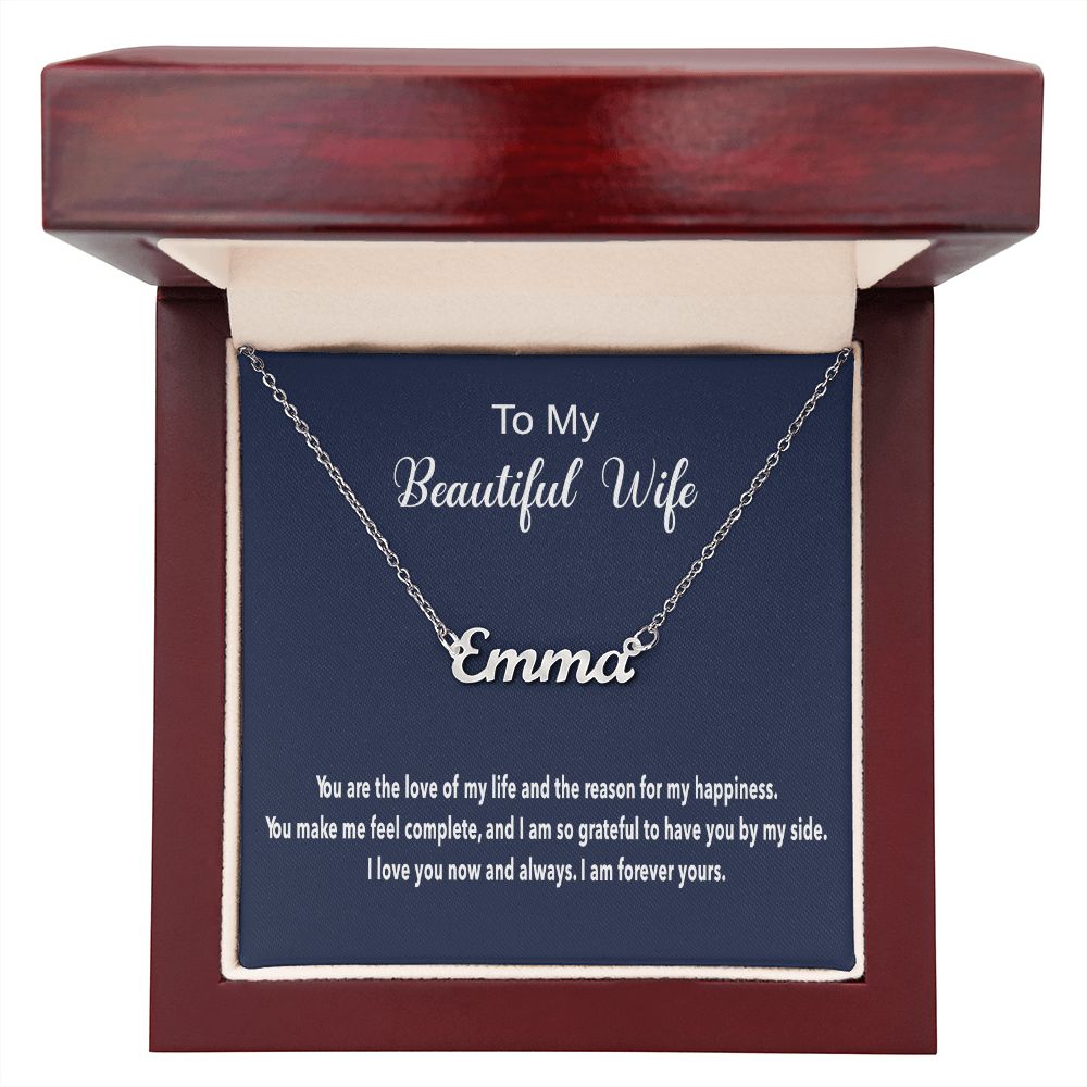 Custom Name Necklace for Wife on Any Occassion - Polished Stainless Steel