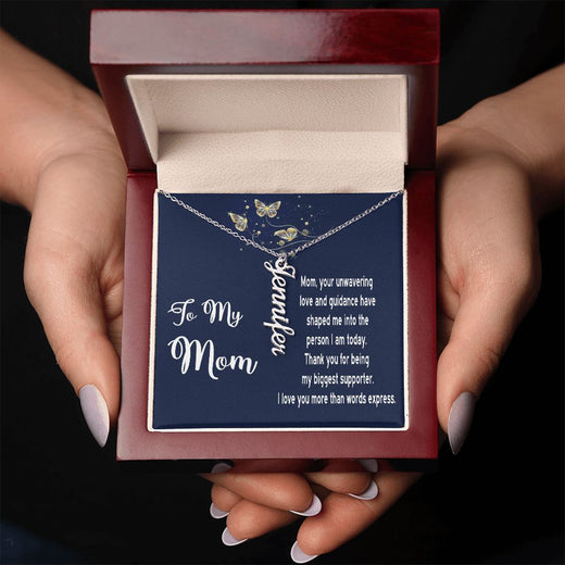 Necklace Gift for Mom - Vertical Name Necklace with Message Card for Mother's Day, Birthday, any day!